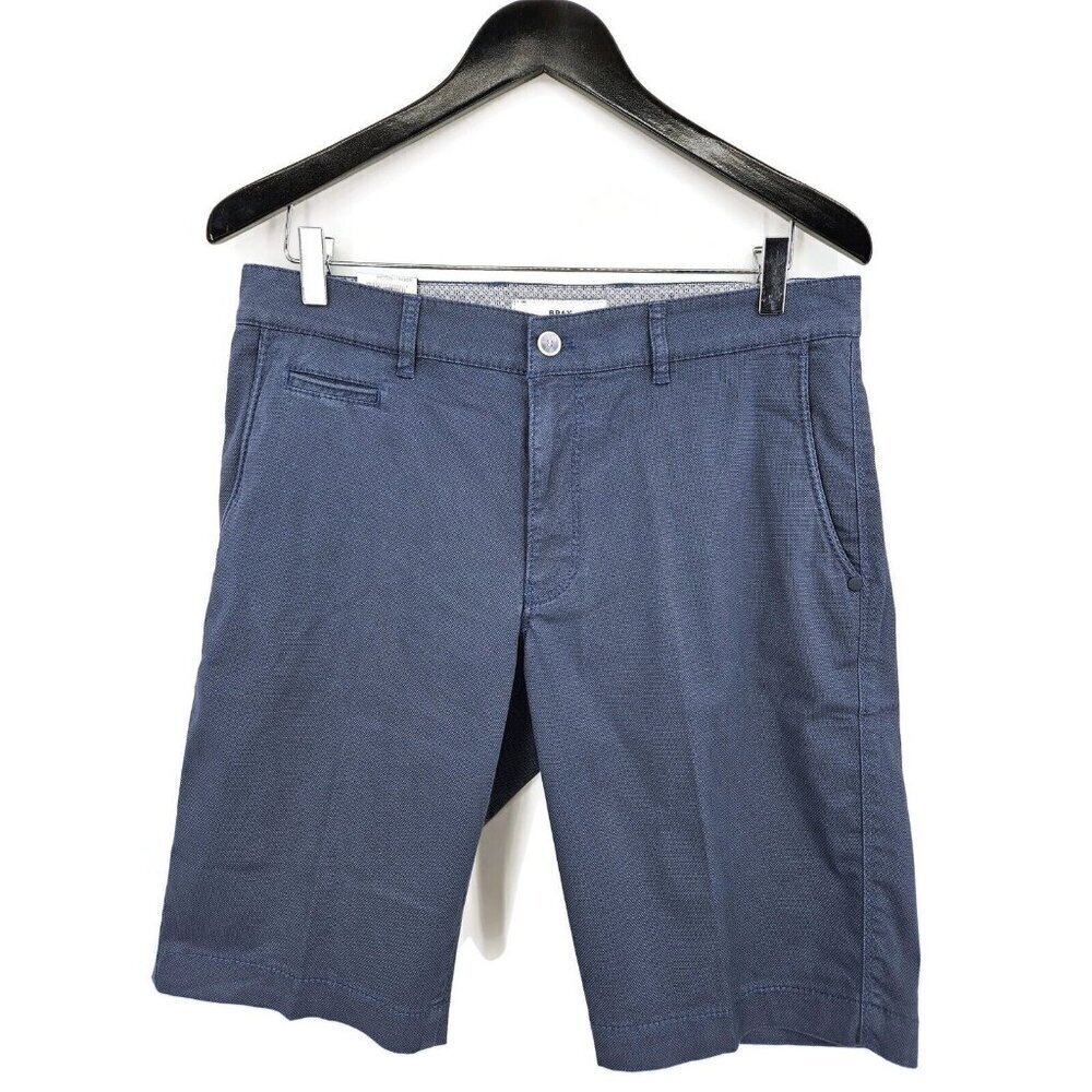 New Brax Bari Shorts Mens 33 Blue Regular Fit Stretch Flat Front